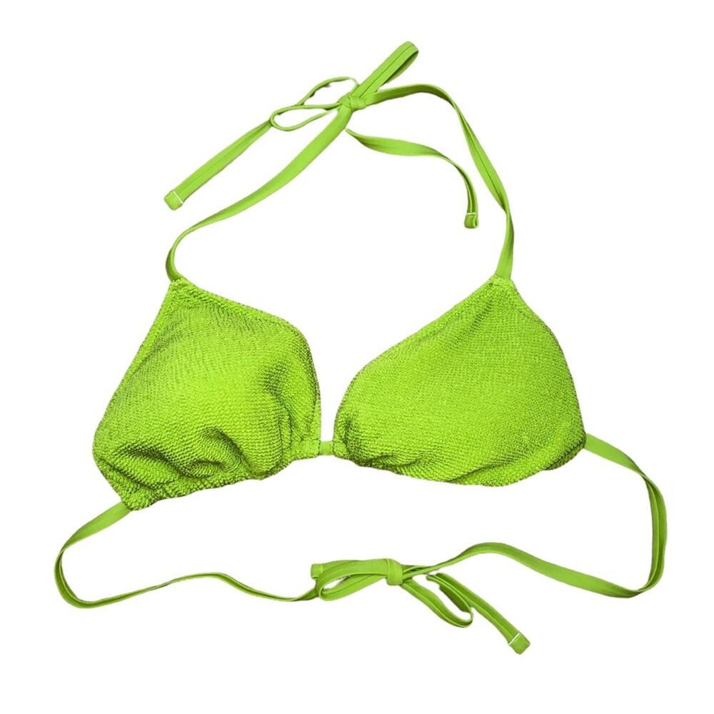 aerie textured green bikini swim top size XL